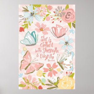 She is Clothed with Strength and Dignity Proverbs Poster