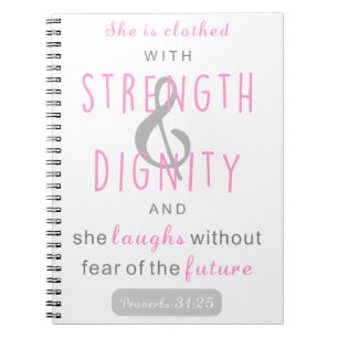 she is clothed with strength & dignity proverbs 31 notebook