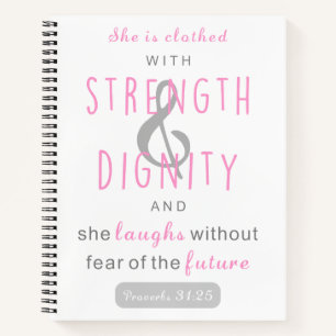 she is clothed with strength & dignity proverbs 31 notebook