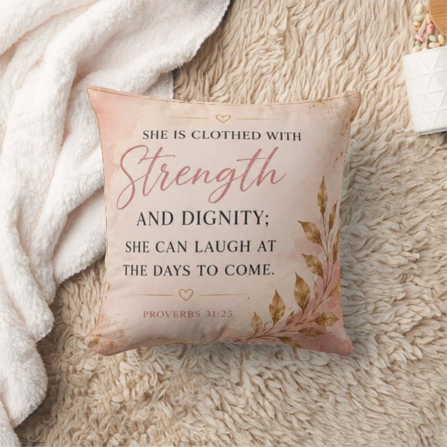 She Is Clothed With Strength & Dignity  Throw Pillow (Blanket)