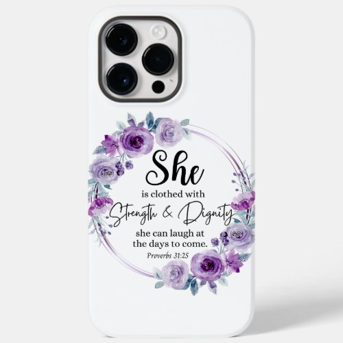 She is clothed with Strength Purple Floral Case_Mate iPhone 14 Pro Max Case