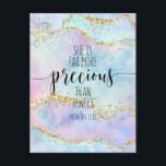 She Is Far More Precious Than, Proverbs 31:10 Postcard<br><div class="desc">She Is Far More Precious Than Jewels,  Proverbs 31:10,  Personalized Bible verse postcard,  Scripture art,  Gift for her,  Inspirational,  Motivational.</div>