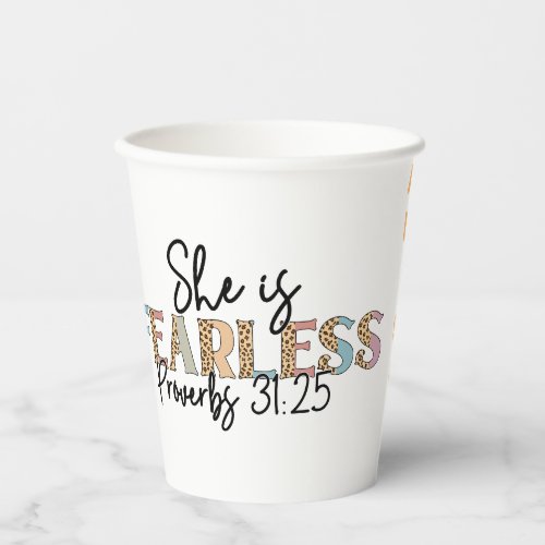 She is fearless proverbs 3125 christian leopard paper cups