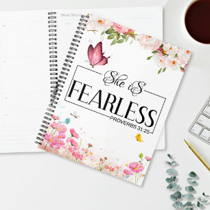 She is Fearless Proverbs 31:25 Floral Butterfly Planner