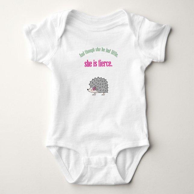 She is Fierce Cute Hedgehog Baby Girl Baby Cloth Bodysuit (Front)