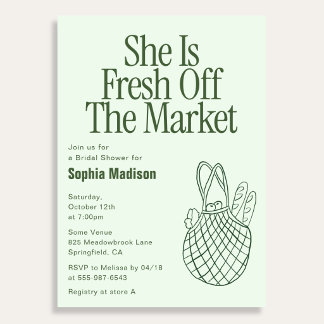 She Is Fresh Off Retro Bridal Shower Invitation
