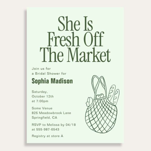 She Is Fresh Off Retro Bridal Shower Invitation