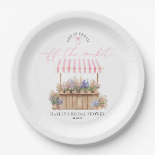 She Is Fresh Off The Market Pink Bridal Shower Paper Plates