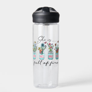 She Is Full of Fire – Vibrant Floral Empowerment Water Bottle