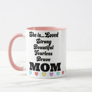 She is loved mom mug with hearts