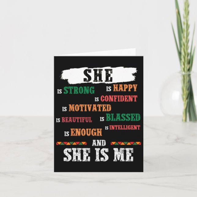 She Is Me Black Lives Problem Black History Month  Card (Front)