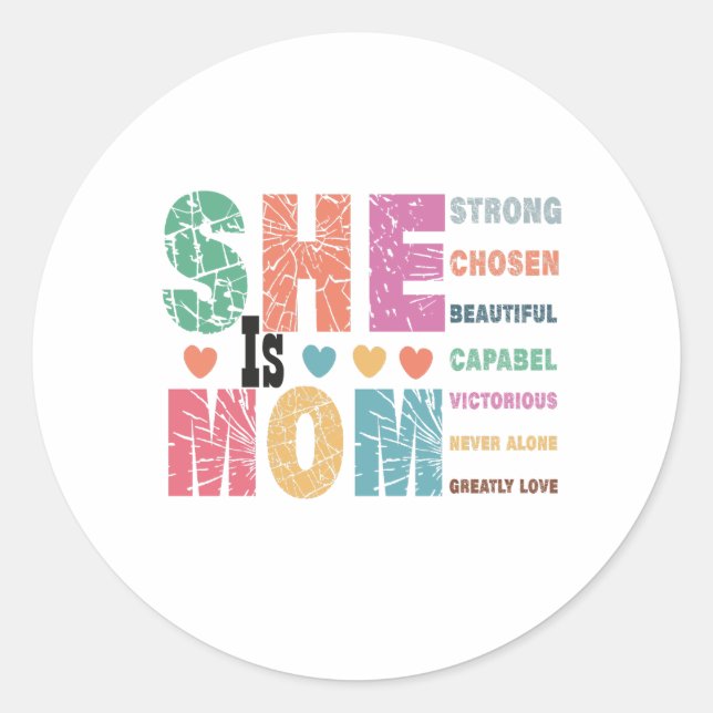 She is Mom Classic Round Sticker (Front)