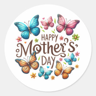 She is Mom Happy Mother's Day Classic Round Sticker
