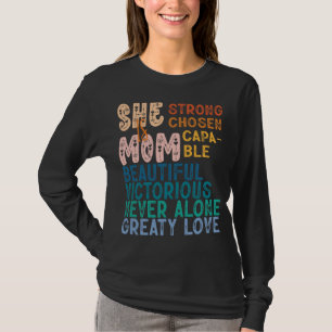 She Is Mom Inspirational Retro Typography Mother's T-Shirt