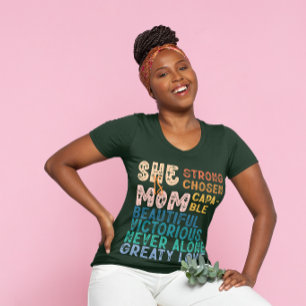 She Is Mom Inspirational Retro Typography Mother's T-Shirt
