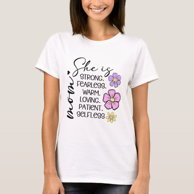 She Is Mom Shirt | Minimal Floral Mother Tee (Front)