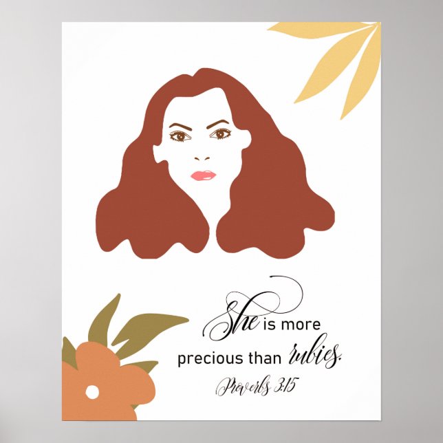 She Is More Precious Than Rubies, Bible Verse Poster (Front)