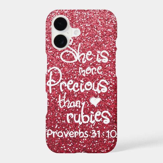 She Is More Precious Than Rubies Proverbs Glitter Iphone Case (Back)