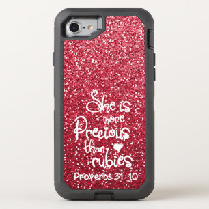 She Is More Precious Than Rubies Proverbs Glitter OtterBox Defender iPhone SE/8/7 Case