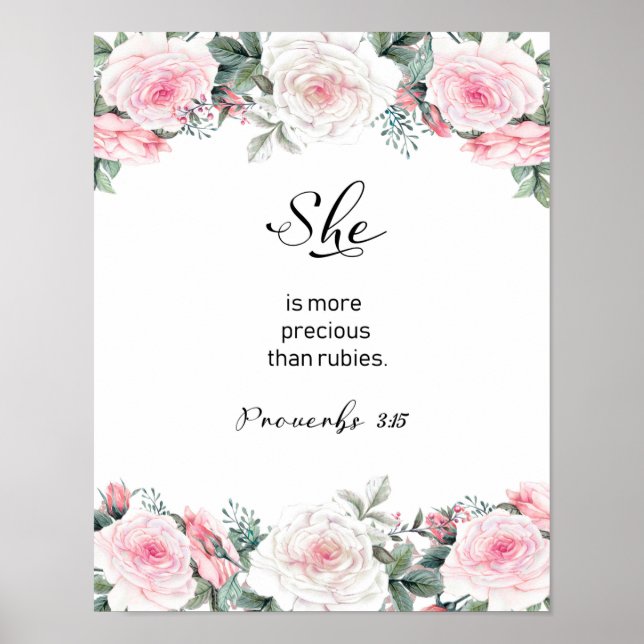 She Is More Precious Than Rubies, Scripture Poster (Front)
