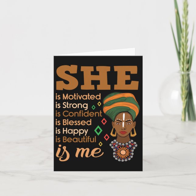 She Is Motivated Strong Confident Blessed Happy An Card (Front)