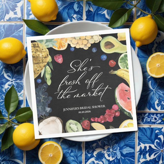 She is off the Market | Chalkboard Bridal Shower Napkins (Creator Uploaded)