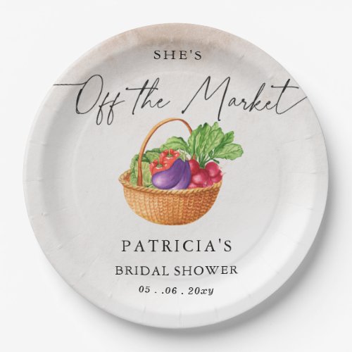 She is off the Market Farmers Market Bridal Shower Paper Plates