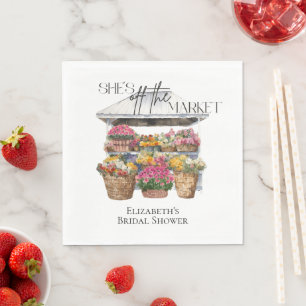 She Is Off The Market Floral Shop Bridal Shower Napkins