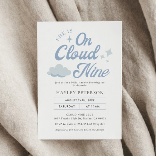 She Is On Cloud 9 Bridal Shower  Invitation