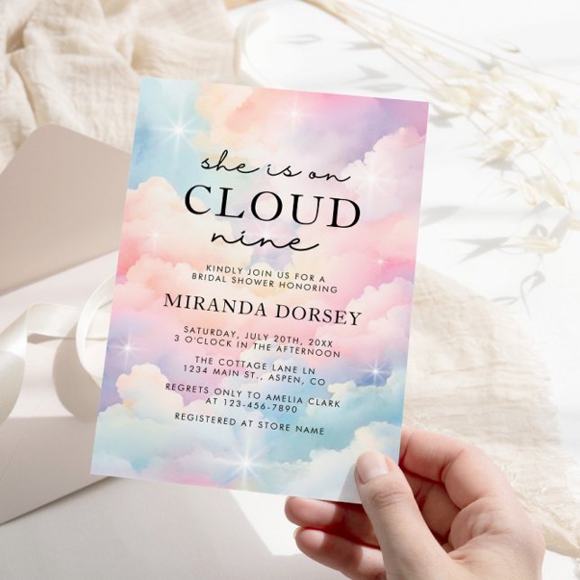 She Is On Cloud 9 Dreamy Stars Bridal Shower Invitation (Creator Uploaded)