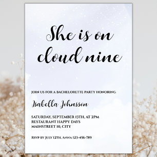 She Is On Cloud Nine Bachelorette Party Invitation