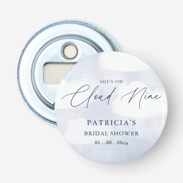 She is on Cloud Nine Bridal Shower Bottle Opener (Front)
