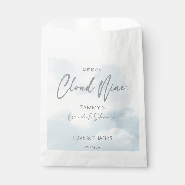 She is on cloud nine bridal shower  favor bag (Front)