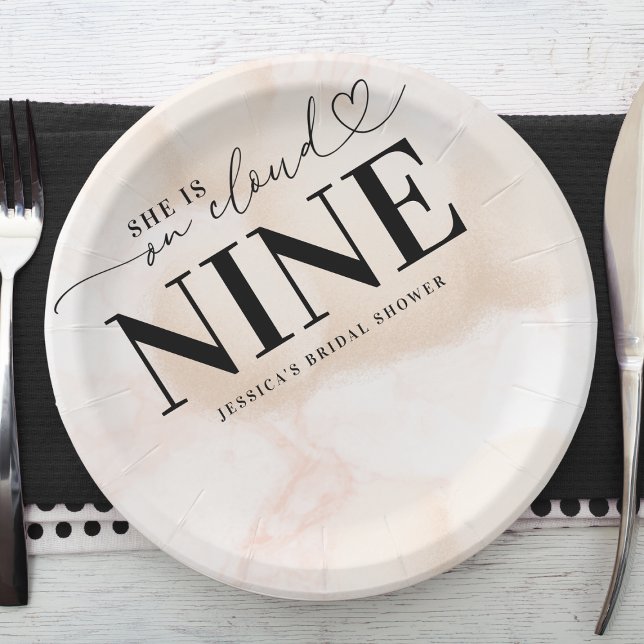 She is on Cloud Nine Bridal Shower Paper Plates (Creator Uploaded)