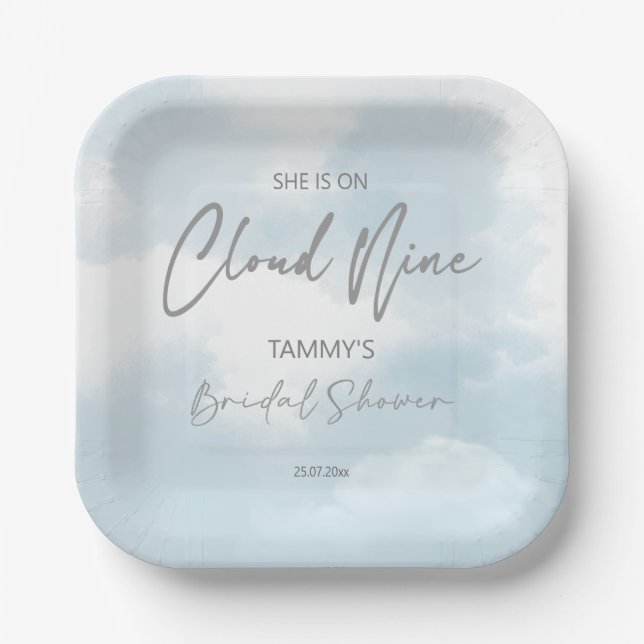 She is on cloud nine bridal shower  paper plates (Front)