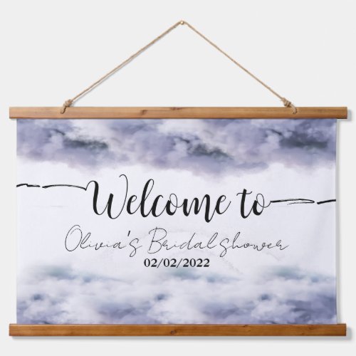 She is on cloud nine bridal shower welcome sign hanging tapestry