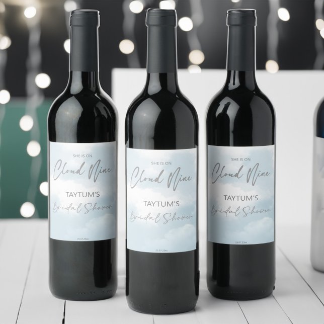 She is on cloud nine bridal shower wine label (She is on cloud nine bridal shower wine label)
