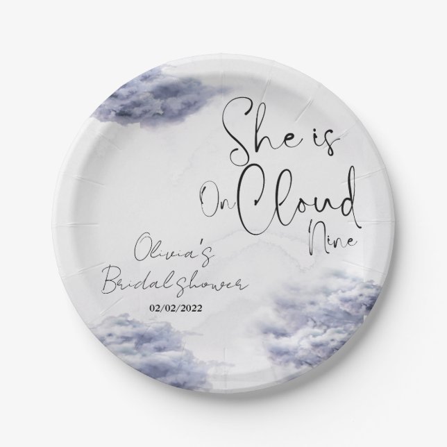 She is on cloud nine  paper plates (Front)