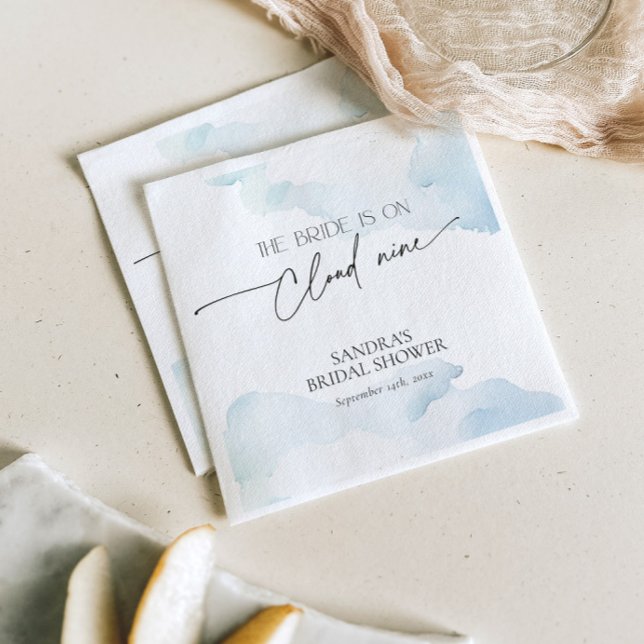 She is on Cloud Nine Something Blue Bridal Shower Napkins (Creator Uploaded)