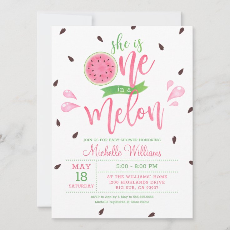 She is One in a Melon Baby Shower Invitation Zazzle
