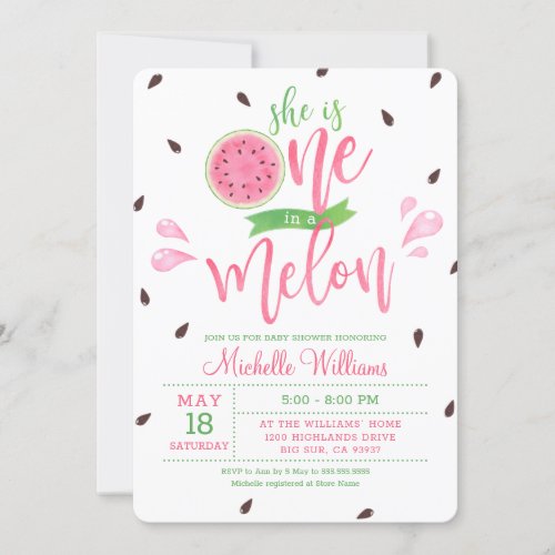 She is One in a Melon Baby Shower Invitation