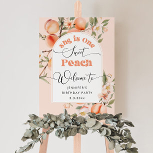 She is One sweet peach birthday welcome Foam Board