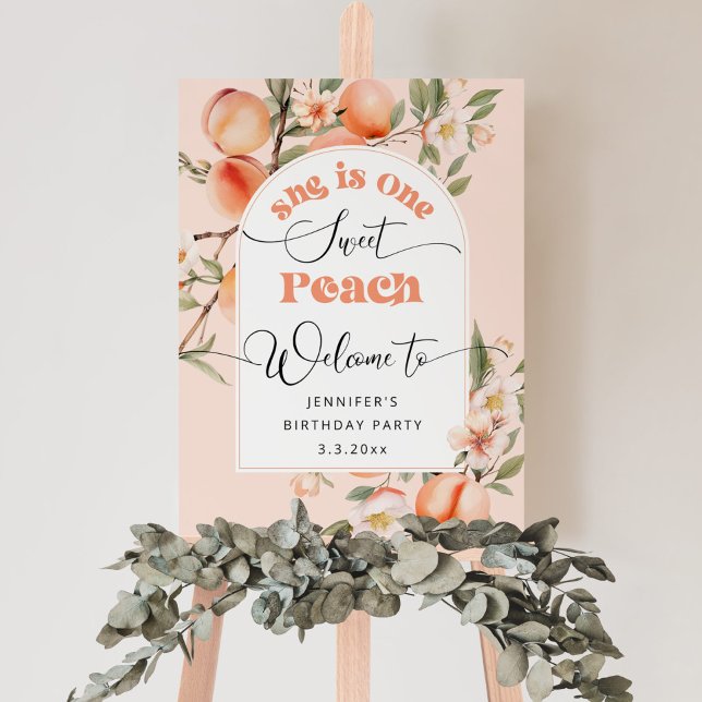 She is One sweet peach birthday welcome Foam Board (Creator Uploaded)