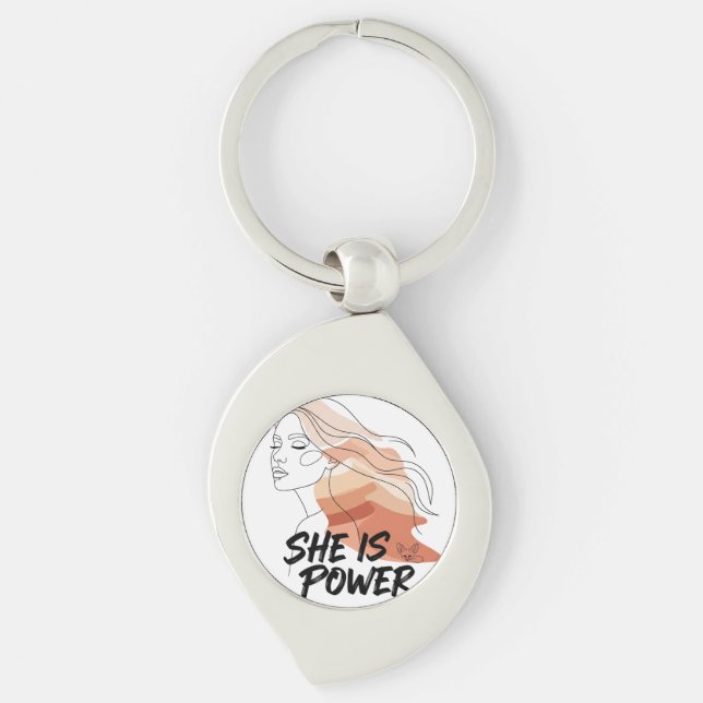 She Is Power – Desert Tones Feminine Line Art Keychain (Front)