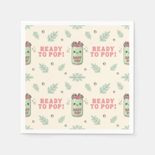 She Is Ready To Pop Baby Shower Boho Kawaii Napkins
