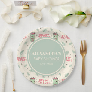 She Is Ready To Pop Baby Shower Boho Kawaii Paper Plates