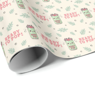 She Is Ready To Pop Baby Shower Girl Boho Kawaii  Wrapping Paper