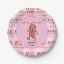 She Is Ready To Pop Baby Shower Pink Gingham Soda