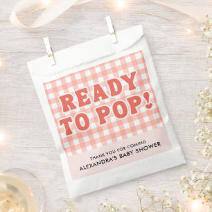 She Is Ready To Pop Baby Shower Retro Red Gingham Favor Bag