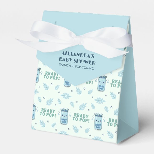 She Is Ready To Pop Blue Boho Kawaii Soda Favor Boxes (Front Side)